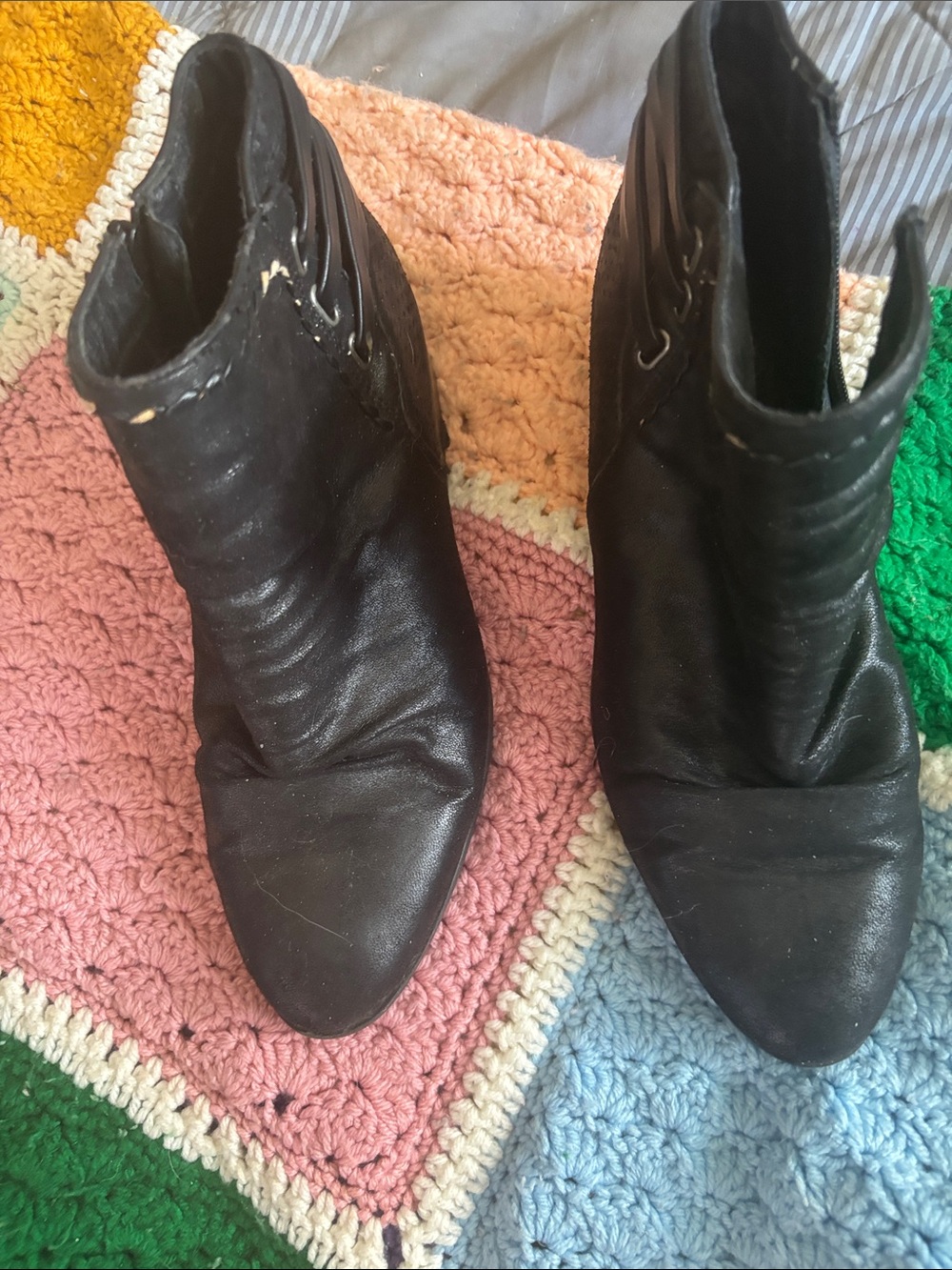 Black Women's Leather Ankle Boots